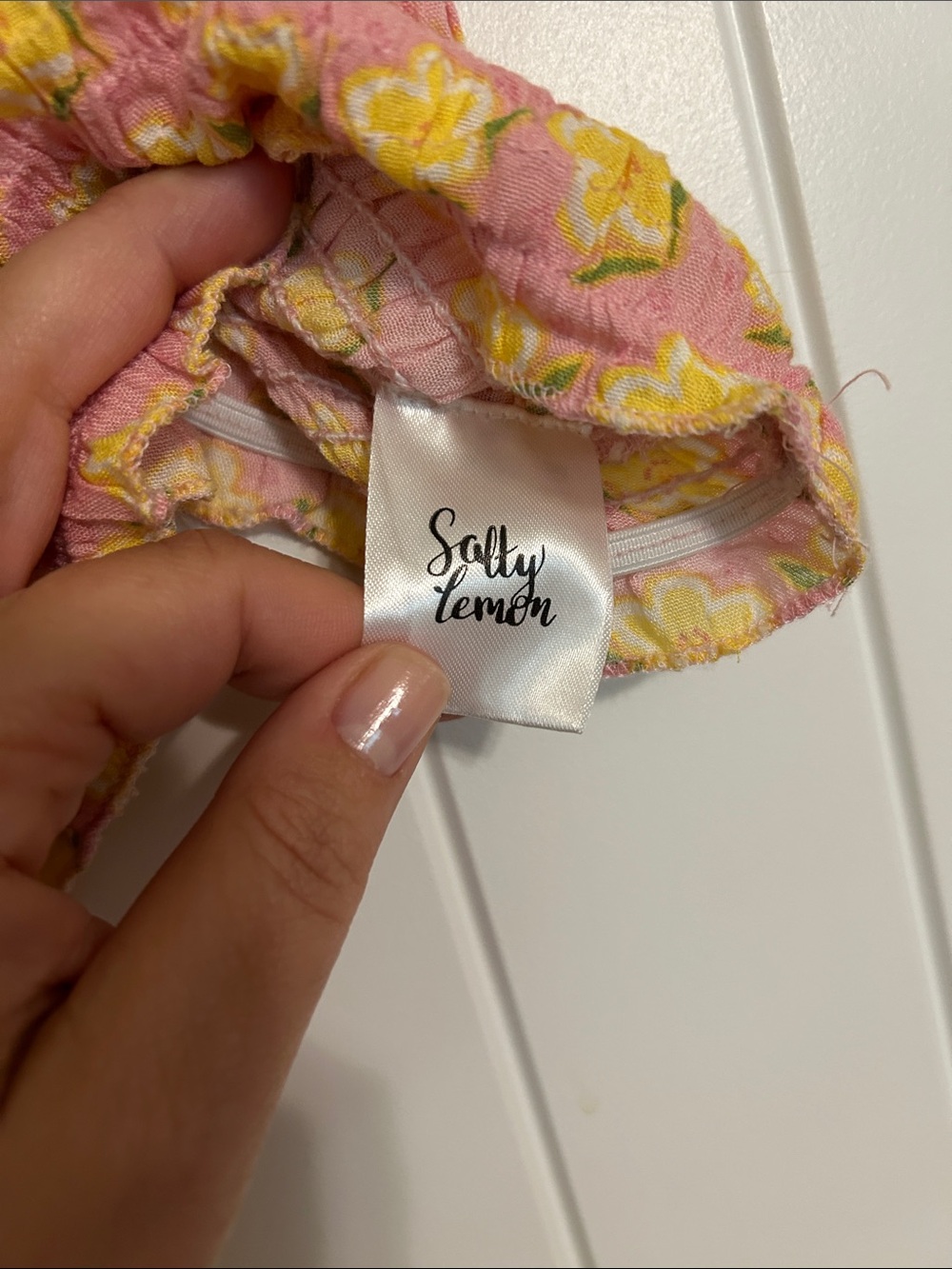 Floral Smocked Tank Top and Ruffled Shorts Set in Pink & Yellow - Picture 2 of 9